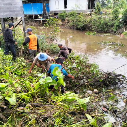Padat Karya Tunai Desa (PKTD) : Desa Jingah Habang Ilir melaksanakan PKTD Pembersihan Aliran Sungai